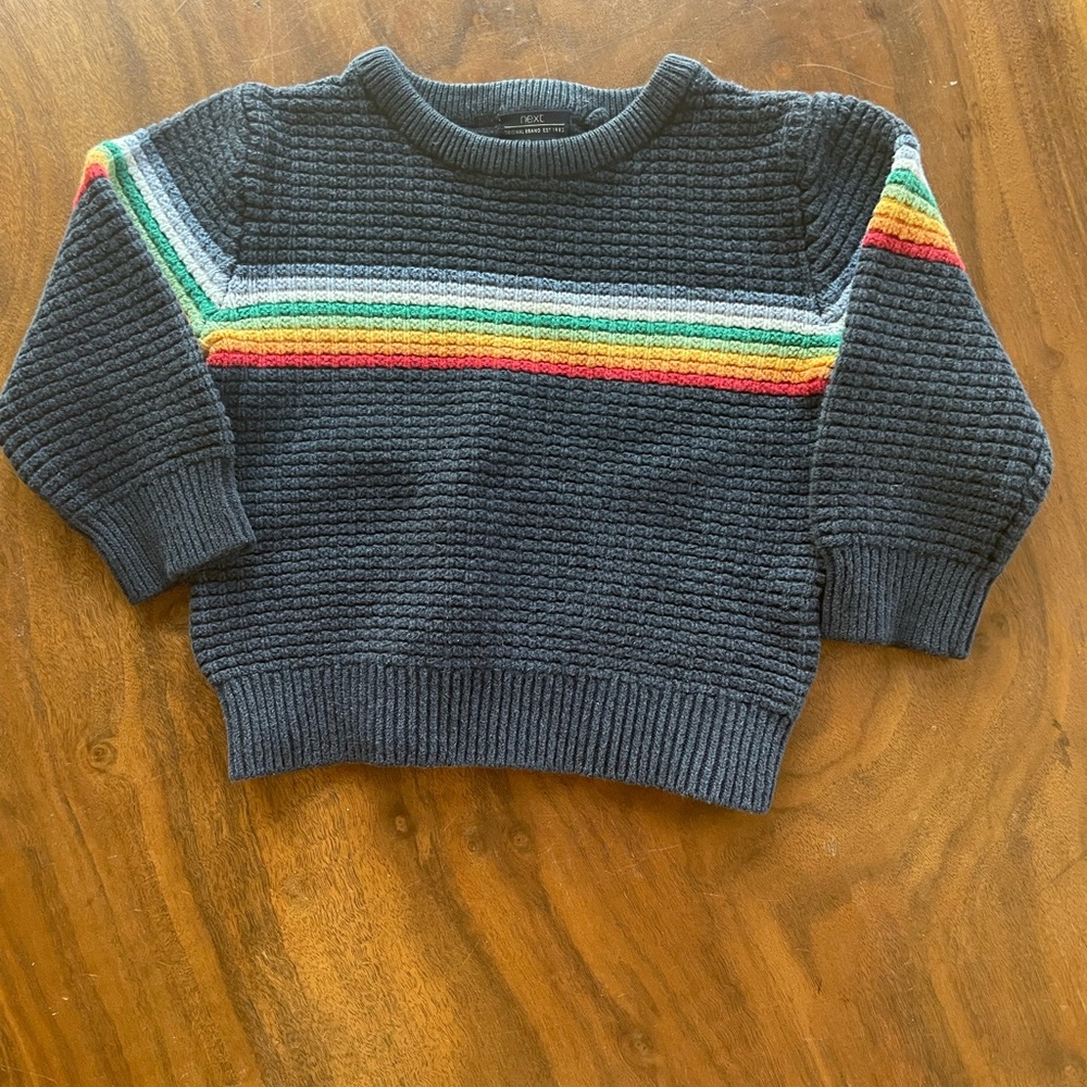 Add ON $6-Next Charcoal Sweater with Multicolor Stripes